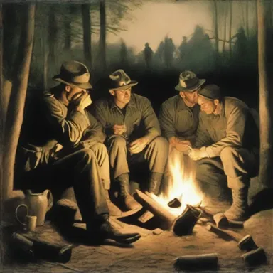 The painting portrayed a group of Yankee soldiers resting by a campfire, capturing the emotions and hardships of war through art.