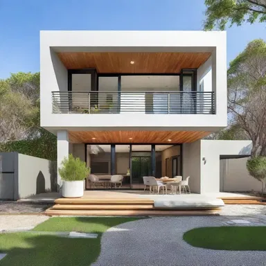 The newly built house has a modern design with a Yankee-style architecture.