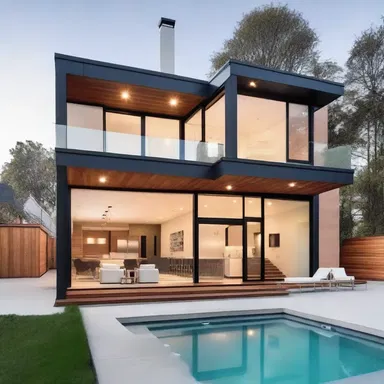 The newly built house has a modern design with a Yankee-style architecture.