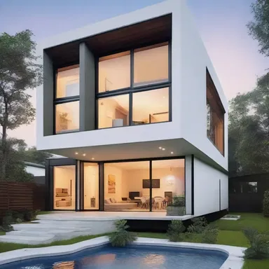 The newly built house has a modern design with a Yankee-style architecture.