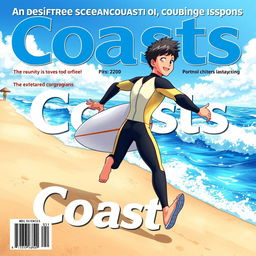 Detailed anime-style cover art for an educational science magazine issue titled 'Coasts'