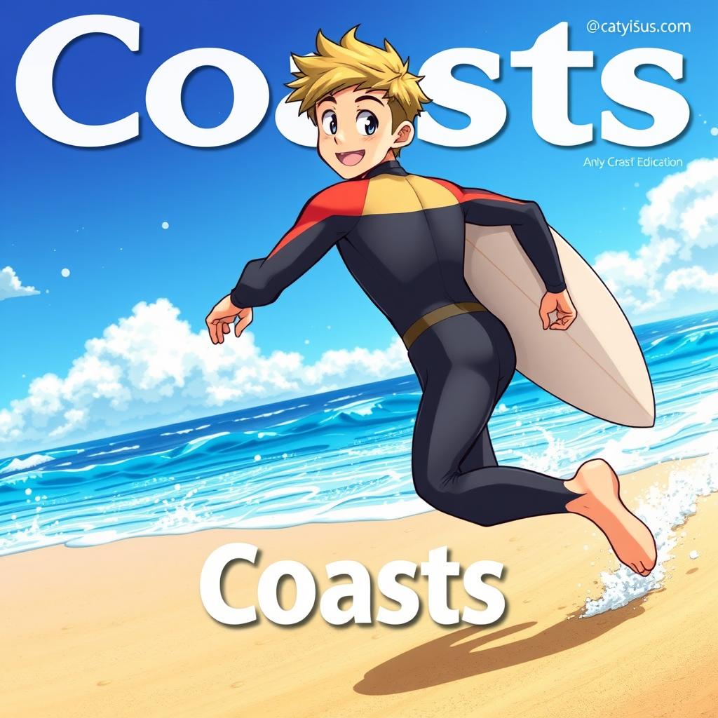 Detailed anime-style cover art for an educational science magazine issue titled 'Coasts'