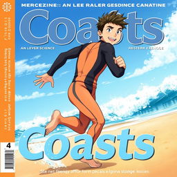 Detailed anime-style cover art for an educational science magazine issue titled 'Coasts'