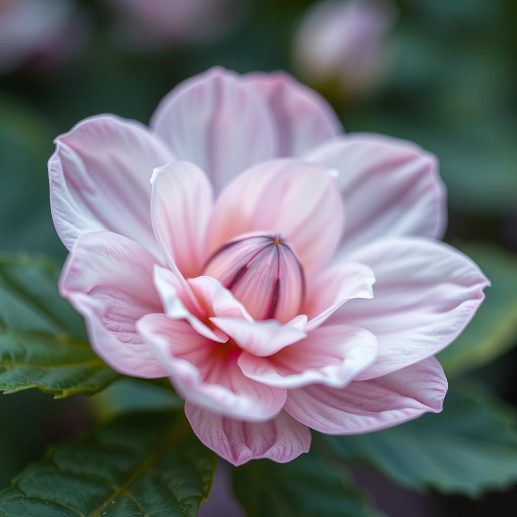 A close-up, artful representation of a stylized flower that has intricate details resembling the shapes and forms of nature, reflecting beauty and femininity