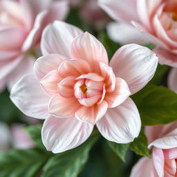 A close-up, artful representation of a stylized flower that has intricate details resembling the shapes and forms of nature, reflecting beauty and femininity