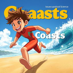 Detailed anime-style cover art for an educational science magazine issue titled 'Coasts'