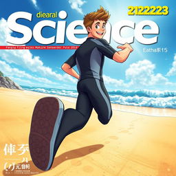Detailed anime-style cover art for an educational science magazine