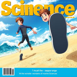 Detailed anime-style cover art for an educational science magazine