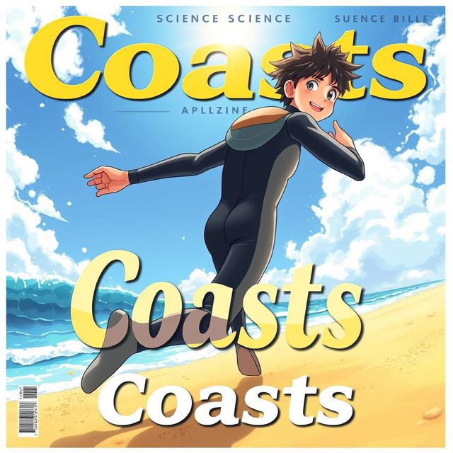 Detailed anime-style cover art for an educational science magazine issue titled 'Coasts'