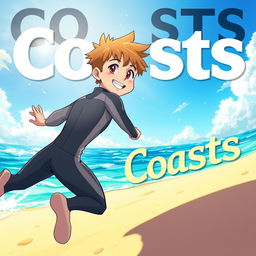 Detailed anime-style cover art for an educational science magazine issue titled 'Coasts'