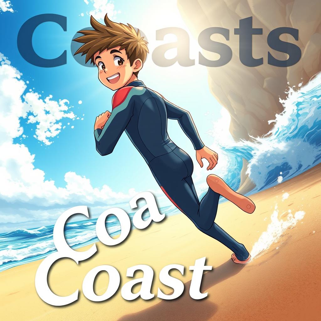 Detailed anime-style cover art for an educational science magazine issue titled 'Coasts'