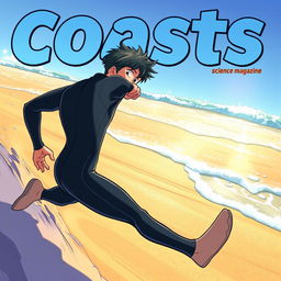 Detailed anime-style cover art for an educational science magazine issue titled 'Coasts'