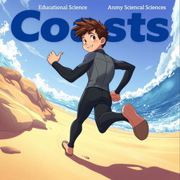 Detailed anime-style cover art for an educational science magazine issue titled 'Coasts'