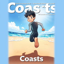 Detailed anime-style cover art for an educational science magazine issue titled 'Coasts'