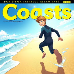 Detailed anime-style cover art for an educational science magazine issue titled 'Coasts'