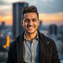 A portrait of Amir Hossein Ramazanzadeh, showcasing his charismatic personality