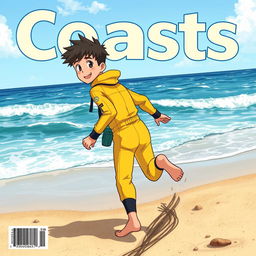 Detailed anime-style cover art for an educational science magazine issue titled 'Coasts'