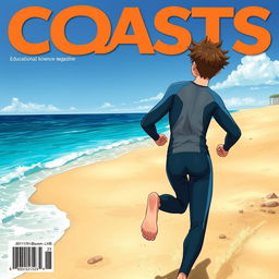 Detailed anime-style cover art for an educational science magazine issue titled 'Coasts'