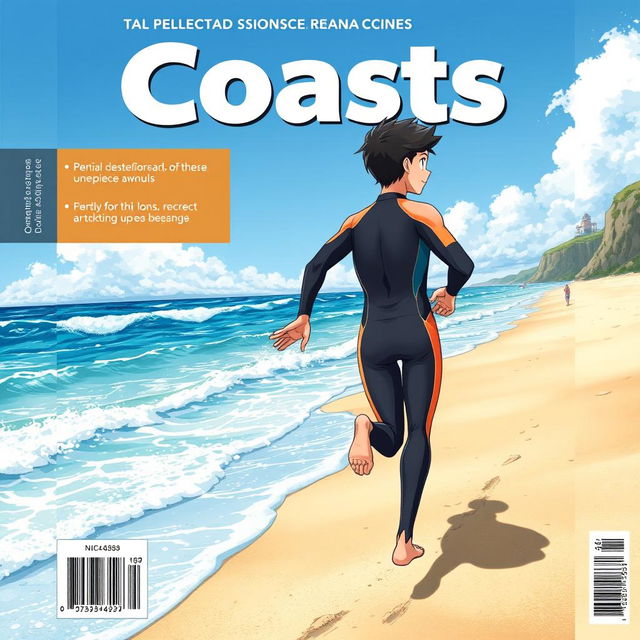 Detailed anime-style cover art for an educational science magazine issue titled 'Coasts'