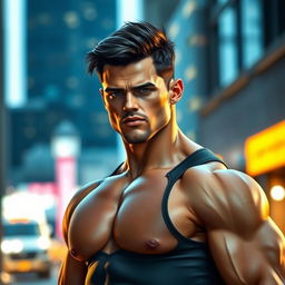 A fictional handsome man showcasing a muscular and well-built physique