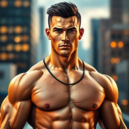 A fictional handsome man showcasing a muscular and well-built physique