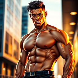 A fictional handsome man showcasing a muscular and well-built physique