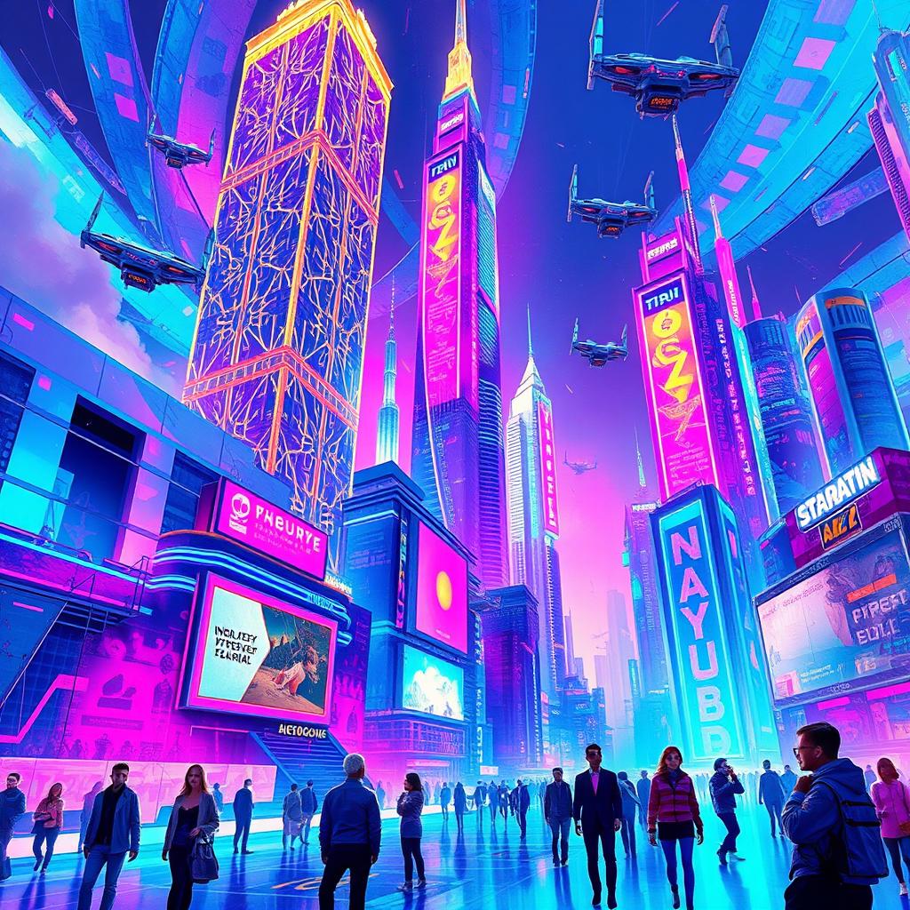 A vibrant and dynamic digital artwork titled 'EXPOSEVERSE BD', showcasing an abstract representation of a futuristic cityscape