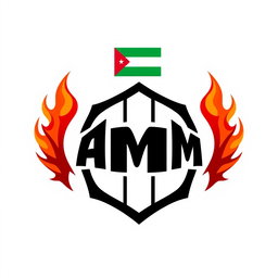 A football team logo designed in black and white, featuring a small Jordanian flag at the top