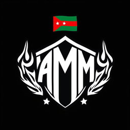 A football team logo designed in black and white featuring a small flag of Jordan at the top