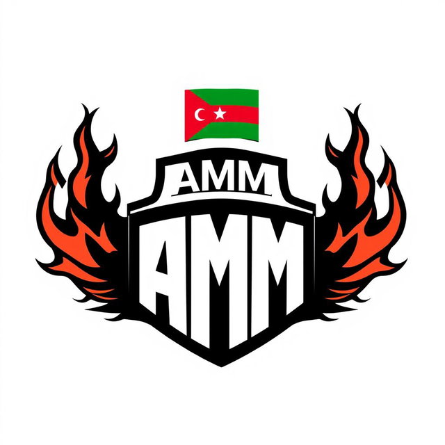 A football team logo designed in black and white featuring a small flag of Jordan at the top