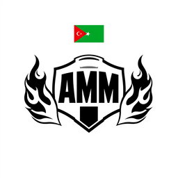A football team logo designed in black and white featuring a small flag of Jordan at the top