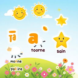 A charming and colorful children's illustration featuring playful scenes that include words starting with the letter 'ش'