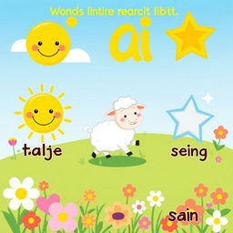 A charming and colorful children's illustration featuring playful scenes that include words starting with the letter 'ش'