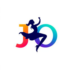 A modern and creative logo design featuring the letters 'J' and 'O' intertwined to form the silhouette of a person dancing