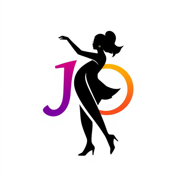 A modern and creative logo design featuring the letters 'J' and 'O' intertwined to form the silhouette of a person dancing