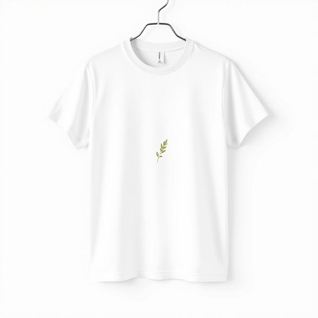 A stylish and minimalist design featuring a plain t-shirt with a subtle graphic print on the front, showcasing an elegant and modern aesthetic