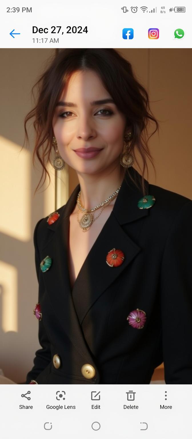 A woman wearing a stunning red dress with elegant accessories