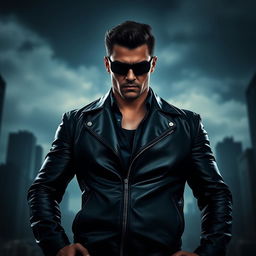 An intense and dramatic scene depicting a strong, confident figure standing in a powerful pose