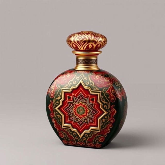 A beautifully designed perfume bottle that embodies the essence of Arabic spirit