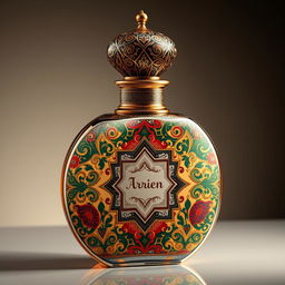 A beautifully designed perfume bottle that embodies the essence of Arabic spirit