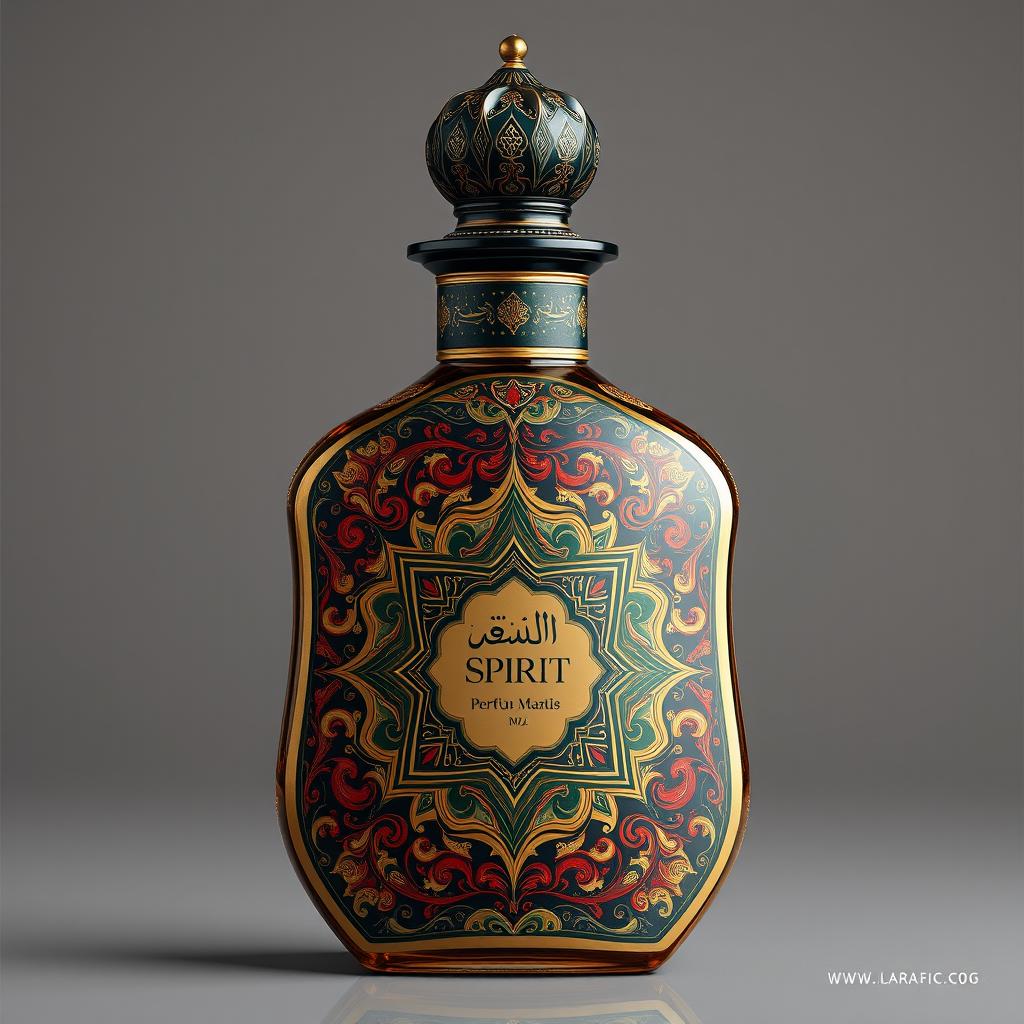 A beautifully designed perfume bottle that embodies the essence of Arabic spirit