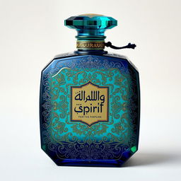 A crystal perfume bottle representing the Arabic spirit, intricately designed with traditional patterns