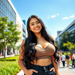 A playful and flirtatious Indonesian university student with very large breasts
