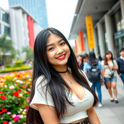 A beautiful and playful Chinese university student with very large breasts