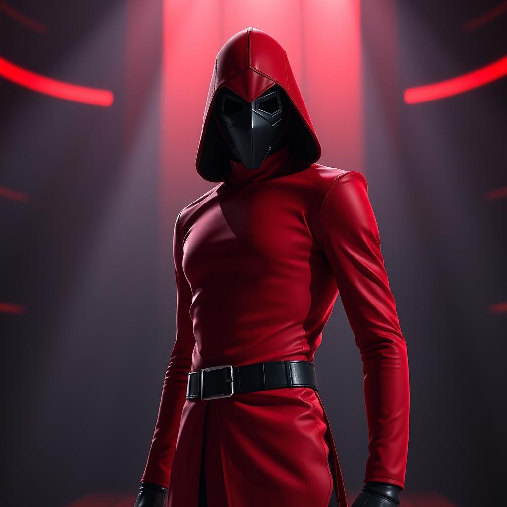 A red square guard from Squid Game, inspired by the character Taehyung