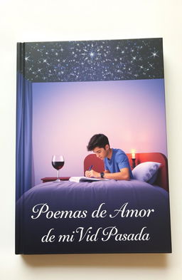 A book cover featuring a young man writing at his desk in his bedroom