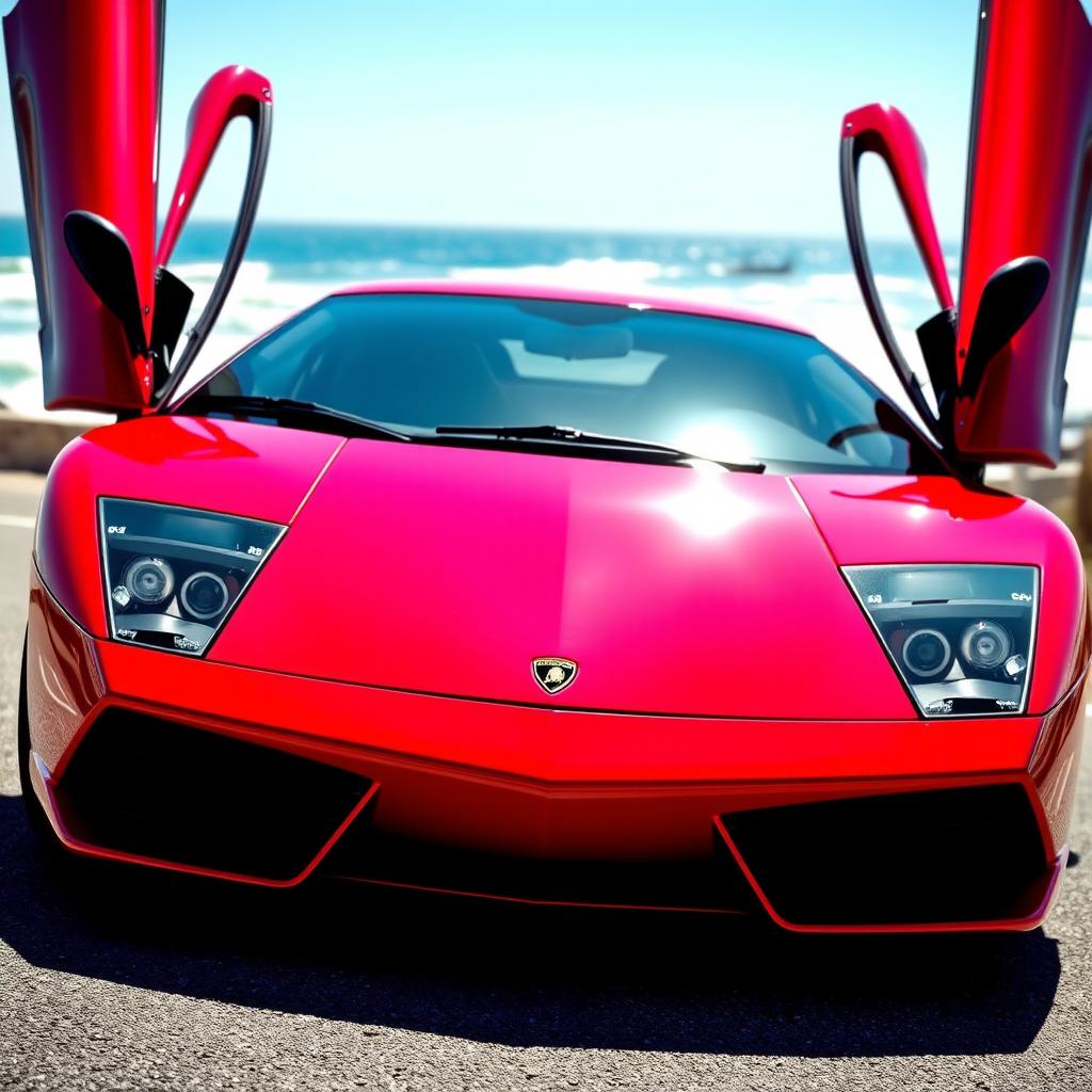 A striking 2007 Lamborghini Murciélago in a vibrant red color