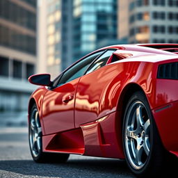 A profile view of a stunning 2007 Lamborghini Murciélago in vibrant red
