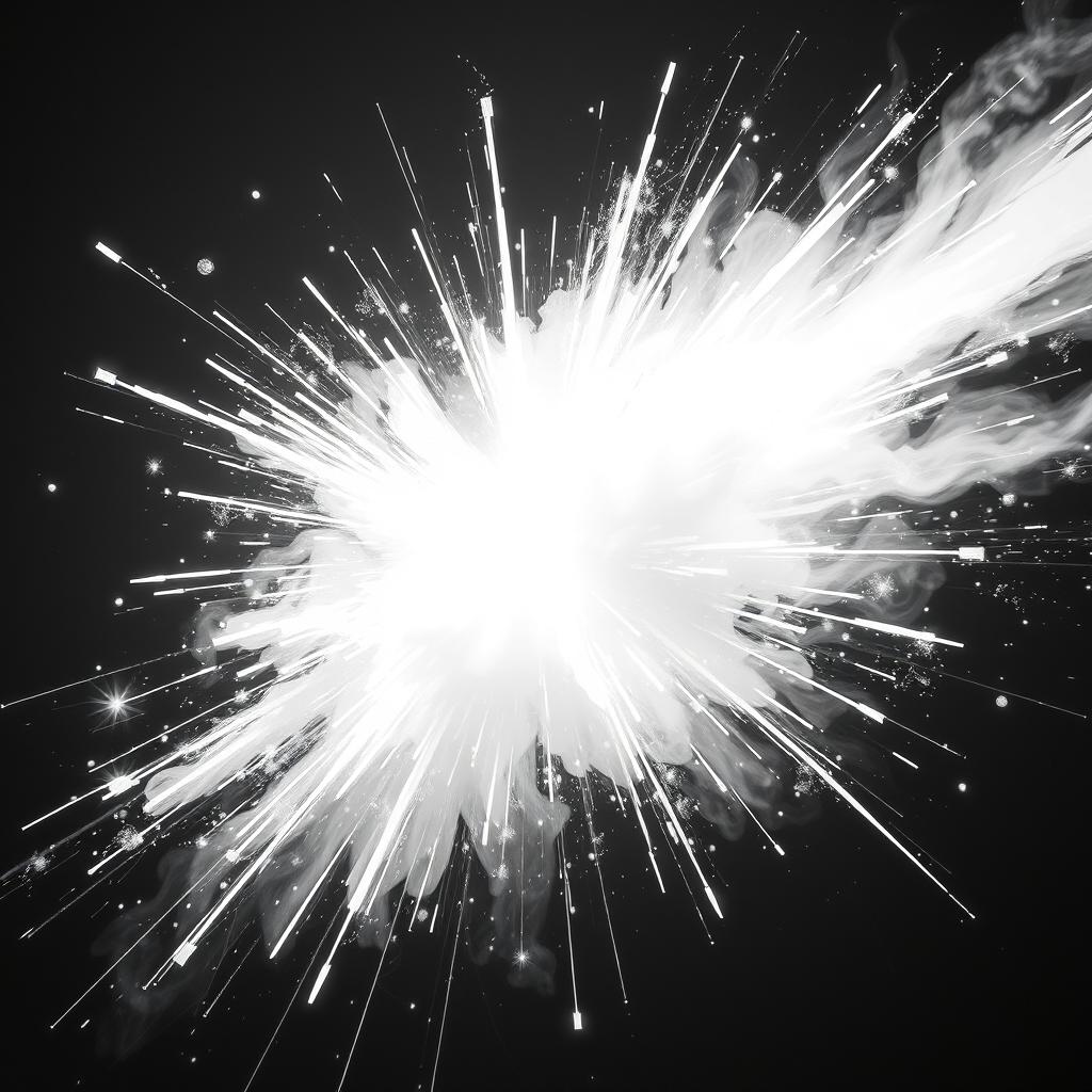 A powerful explosion of pure white light, representing the theme of 'white violence' in an abstract and metaphorical way