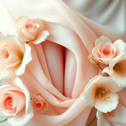 A close-up artistic representation of a natural and abstract portrayal of a vagina, emphasizing beauty and femininity